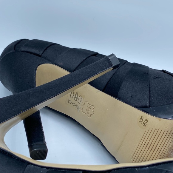 BCBG "LAURYN" BLACK SATIN PLEATED PEEP TOE PU - Picture 10 of 16